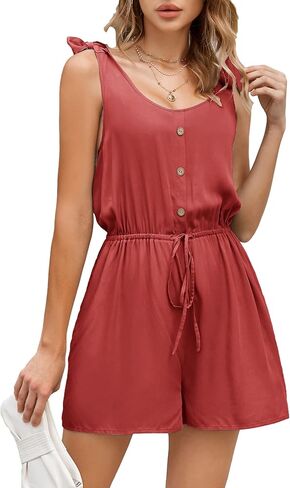Womens Casual Stretchy Adjustable Elastic Waist Shorts Overalls Loose Wide Leg Drawstring Shorts Rompers in Saudi Arabia