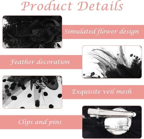 Fascinators Hats for Women Tea Party, Headband Flower Cocktail Mesh Feather Hat Clip Wedding Carnival Derby Hat in Saudi Arabia