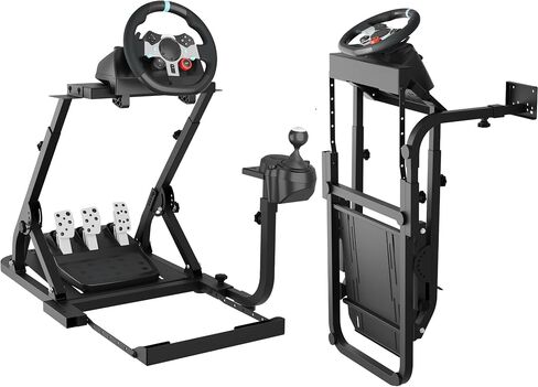 حامل عجلة قيادة السباق GAOMON، حامل عجلة الألعاب مناسب لـ Logitech G920/G25/G29، Thrustmaster T80/T150/T300 مع فتحة عجلة رافعة التروس، قابل للطي (بدون دواسات، فرامل يد، عجلة قيادة) in Saudi Arabia