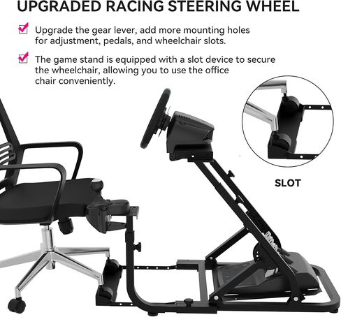 حامل عجلة قيادة السباق GAOMON، حامل عجلة الألعاب مناسب لـ Logitech G920/G25/G29، Thrustmaster T80/T150/T300 مع فتحة عجلة رافعة التروس، قابل للطي (بدون دواسات، فرامل يد، عجلة قيادة) in Saudi Arabia