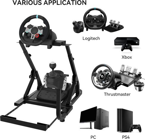 حامل عجلة قيادة السباق GAOMON، حامل عجلة الألعاب مناسب لـ Logitech G920/G25/G29، Thrustmaster T80/T150/T300 مع فتحة عجلة رافعة التروس، قابل للطي (بدون دواسات، فرامل يد، عجلة قيادة) in Saudi Arabia