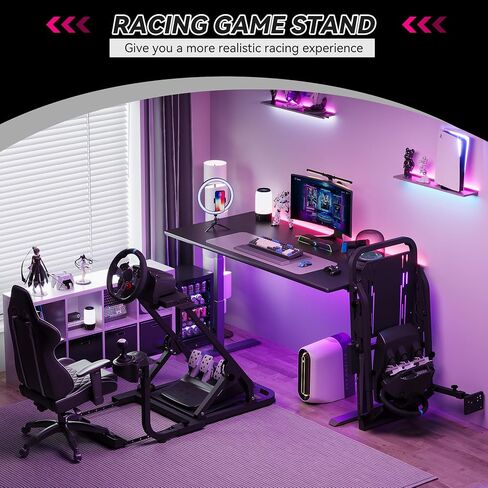 حامل عجلة قيادة السباق GAOMON، حامل عجلة الألعاب مناسب لـ Logitech G920/G25/G29، Thrustmaster T80/T150/T300 مع فتحة عجلة رافعة التروس، قابل للطي (بدون دواسات، فرامل يد، عجلة قيادة) in Saudi Arabia