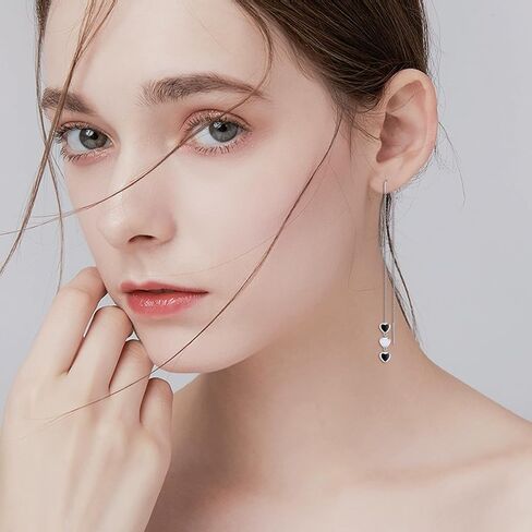 Threader Earrings Sterling Sliver Womens Long Chain Threader Dangle Earrings Gift for Women Girls in Saudi Arabia