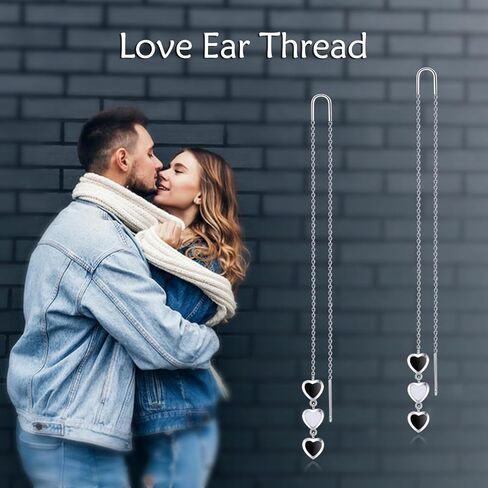 Threader Earrings Sterling Sliver Womens Long Chain Threader Dangle Earrings Gift for Women Girls in Saudi Arabia
