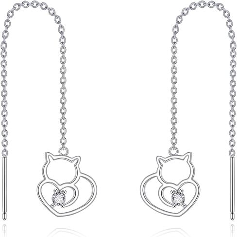Threader Earrings Sterling Sliver Womens Long Chain Threader Dangle Earrings Gift for Women Girls in Saudi Arabia