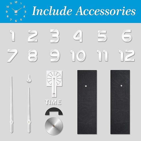 VREAONE Large Wall Clock for Living Room Decor,Frameless DIY Modern 3D Wall Clock with Mirror Numbers Stickers for Home Bedroom Office Wall Decorations Ideas(Black) in Saudi Arabia