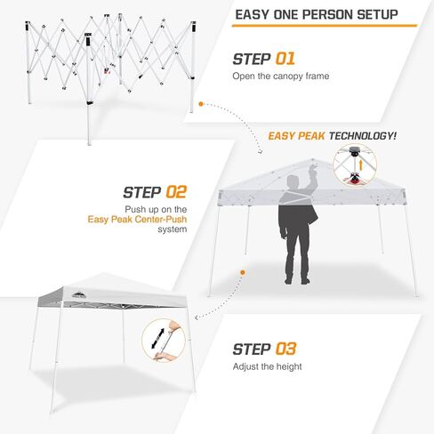 EAGLE PEAK 10x10 خيمة المظلة المنبثقة ذات الساق المائلة سهلة الإعداد لشخص واحد فورية في الهواء الطلق مظلة الشاطئ قابلة للطي مأوى رياضي محمول 10x10 قاعدة 8x8 أعلى (أزرق داكن) in Kuwait