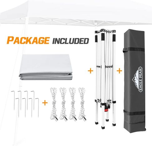 EAGLE PEAK 10x10 خيمة المظلة المنبثقة ذات الساق المائلة سهلة الإعداد لشخص واحد فورية في الهواء الطلق مظلة الشاطئ قابلة للطي مأوى رياضي محمول 10x10 قاعدة 8x8 أعلى (أزرق داكن) in Kuwait