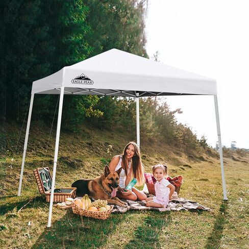 EAGLE PEAK 10x10 خيمة المظلة المنبثقة ذات الساق المائلة سهلة الإعداد لشخص واحد فورية في الهواء الطلق مظلة الشاطئ قابلة للطي مأوى رياضي محمول 10x10 قاعدة 8x8 أعلى (أزرق داكن) in Kuwait