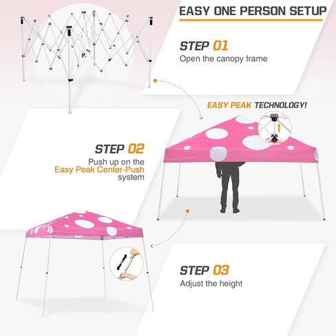 EAGLE PEAK 10x10 Slant Leg Pop-up Canopy Tent Easy One Person Setup Instant Outdoor Beach Canopy Folding Portable Sports Shelter 10x10 Base 8x8 Top (Brown Cow Print) in Saudi Arabia