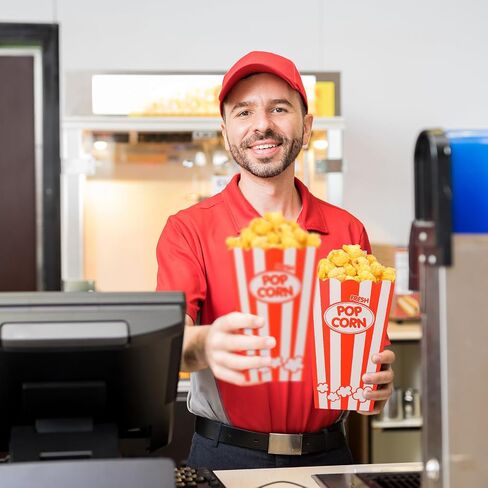 Teling 100 Pack Movie Night Popcorn Boxes Disposable Paper Popcorn Buckets Red and White Striped Popcorn Container Vintage Retro Nostalgic Popcorn Holders for Movie Carnival Circus Birthday Party in Saudi Arabia
