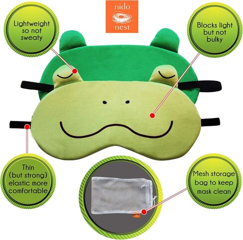 Frog Sleep Mask for Kids - Cute Sleeping Eye Masks, Toddlers,Travel Gear, Naps, Children Birthday Gifts Frog in Saudi Arabia