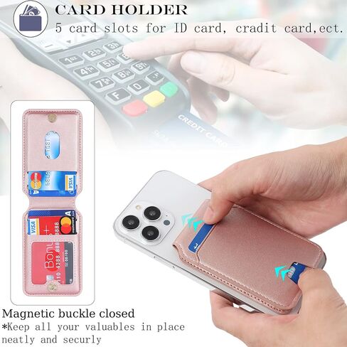 Ｈａｖａｙａ for Magsafe Wallet with Card Holder for iPhone 16/15 / 14/13 12 Series Magnetic Phone Wallet for Men and Women Leather Zipper Wallet with Adjustable Stand-White Leopard Print in Kuwait