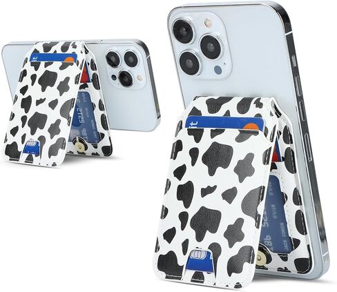 Ｈａｖａｙａ for Magsafe Wallet with Card Holder for iPhone 16/15 / 14/13 12 Series Magnetic Phone Wallet for Men and Women Leather Zipper Wallet with Adjustable Stand-White Leopard Print in Kuwait