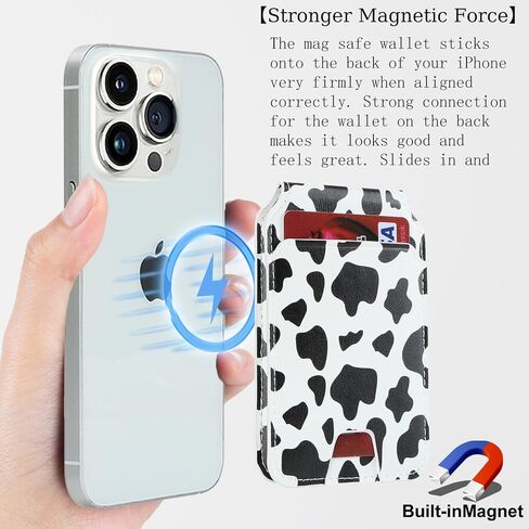 Ｈａｖａｙａ for Magsafe Wallet with Card Holder for iPhone 16/15 / 14/13 12 Series Magnetic Phone Wallet for Men and Women Leather Zipper Wallet with Adjustable Stand-White Leopard Print in Kuwait