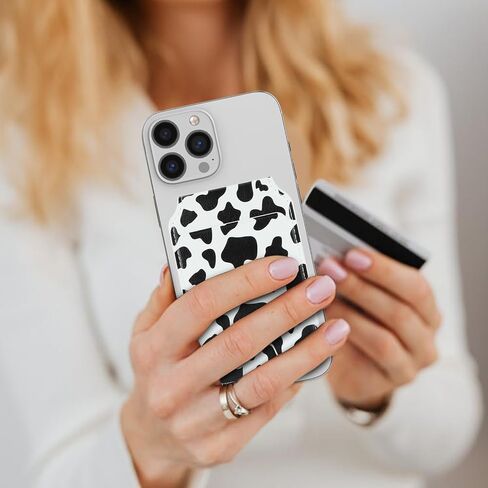 Ｈａｖａｙａ for Magsafe Wallet with Card Holder for iPhone 16/15 / 14/13 12 Series Magnetic Phone Wallet for Men and Women Leather Zipper Wallet with Adjustable Stand-White Leopard Print in Kuwait