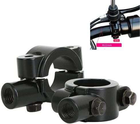 مشبك تثبيت على مرآة الدراجة النارية مقاس 1 بوصة 25 سم مع محولات خيط 10 سم، ومرايا الرؤية الخلفية للمقود - سهلة التركيب وقابلة للتعديل (عبوتان) in Kuwait