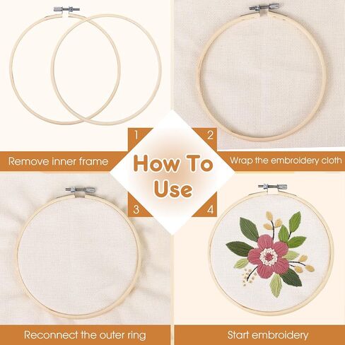 10 قطع 5 بوصة من الخيزران التطريز هوب مجموعة عبر غرزة هوب صغيرة التطريز هوب للفن الحرفية الخياطة مفيد والزفاف، عطلة الديكور in Kuwait