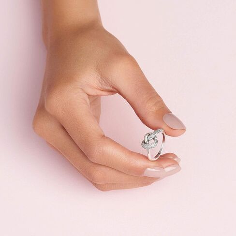 Pandora Jewelry Knotted Heart Cubic Zirconia Ring in Sterling Silver, Size 6, With Gift Box in Saudi Arabia