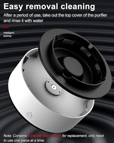 منفضة سجائر متعددة الوظائف بدون دخان، شفط محيطي 360 درجة 2 في 1 منفضة سجائر لتنقية الهواء للسجائر في الأماكن المغلقة والمفتوحة، مكتب السيارة المنزلي، تصميم لتقليل الضوضاء (رمادي) in Kuwait