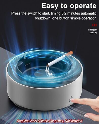 منفضة سجائر متعددة الوظائف بدون دخان، شفط محيطي 360 درجة 2 في 1 منفضة سجائر لتنقية الهواء للسجائر في الأماكن المغلقة والمفتوحة، مكتب السيارة المنزلي، تصميم لتقليل الضوضاء (رمادي) in Kuwait
