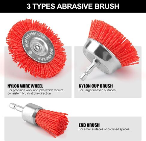 POLIWELL Nylon Filament Brush 9 Pack Abrasive Wire Brush Wheel & Cup Brush Set, Nylon Filament Abrasive Kit with 1/4 Inch Hex Shank for Drill for Remove Rust, Clean Grill, Refinish Flaking Paint in Saudi Arabia