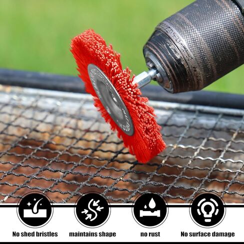 POLIWELL Nylon Filament Brush 9 Pack Abrasive Wire Brush Wheel & Cup Brush Set, Nylon Filament Abrasive Kit with 1/4 Inch Hex Shank for Drill for Remove Rust, Clean Grill, Refinish Flaking Paint in Saudi Arabia