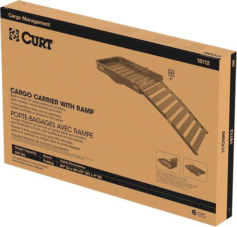 CURT 18112 حاملة بضائع من الألومنيوم الأسود مقاس 50 × 30-1/2 بوصة مع منحدر، ساق قابلة للطي 2 بوصة in Saudi Arabia