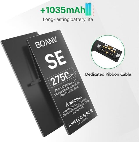 بطارية بديلة بقدرة 2750 مللي أمبير في الساعة لجهاز iPhone SE (الجيل الأول لعام 2016)، ترقية بطارية بديلة عالية السعة لجهاز iPhone SE (A1662، A1723، A1724) مع مجموعة أدوات بديلة احترافية in Kuwait