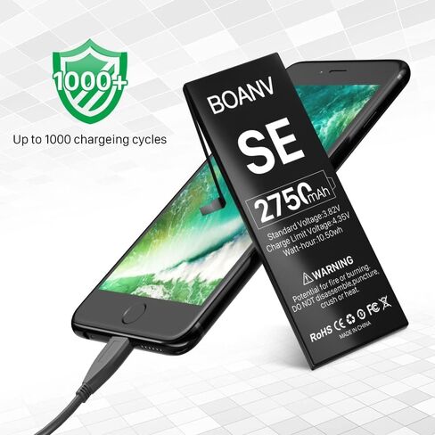 بطارية بديلة بقدرة 2750 مللي أمبير في الساعة لجهاز iPhone SE (الجيل الأول لعام 2016)، ترقية بطارية بديلة عالية السعة لجهاز iPhone SE (A1662، A1723، A1724) مع مجموعة أدوات بديلة احترافية in Kuwait