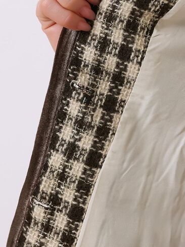 مجموعة بدلة عمل Allegra K للنساء مكونة من قطعتين وسترة قصيرة وتنورة منقوشة من التويد in Kuwait