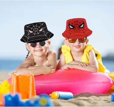 عبوة من 2 قبعة صغيرة للأطفال الصغار للشاطئ من الشمس للأولاد والبنات من عمر 2 إلى 5 سنوات باللونين الأحمر والأسود in Kuwait