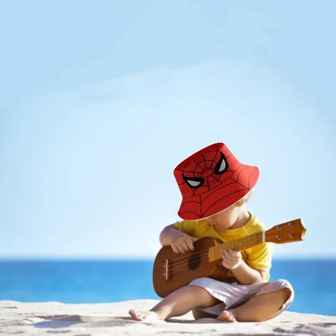 عبوة من 2 قبعة صغيرة للأطفال الصغار للشاطئ من الشمس للأولاد والبنات من عمر 2 إلى 5 سنوات باللونين الأحمر والأسود in Kuwait