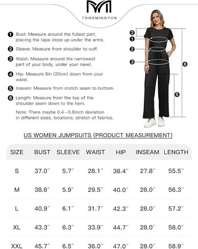 Tongmingyun Womens Wide Leg Jumpsuits Casual Summer Short Sleeve Drawstring Elastic Waist Long Pants Romper with Pockets in Saudi Arabia