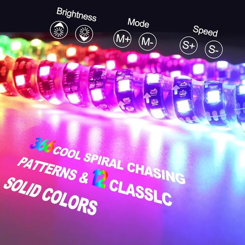 Wayup 2pcs 4ft LED أضواء السوط مع جهاز التحكم عن بعد دوامة مضاءة السياط RGB الرقص / مطاردة ضوء LED السياط الهوائي لUTV ATV Polaris RZR Truck 4X4 SXS Buggy Dune in Saudi Arabia