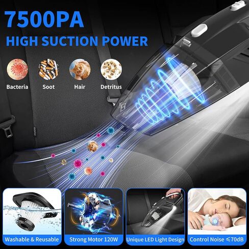 17Pcs Car Interior Detailing Kit, Cleaning Kit with High Power Handheld Vacuum, Brush Set, Windshield Tool, Gel, Microfiber Towels, Complete Care in Saudi Arabia