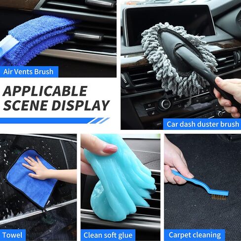 17Pcs Car Interior Detailing Kit, Cleaning Kit with High Power Handheld Vacuum, Brush Set, Windshield Tool, Gel, Microfiber Towels, Complete Care in Saudi Arabia