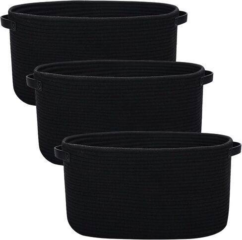 3 Pack Storage Basket for Organizing, Woven Baskets for Storage, Cotton Rope Basket for Towel, Large Blanket Basket for Living Room, Nursery, Baby Room, 15''×10''×9'' ( Brown & White) in Saudi Arabia