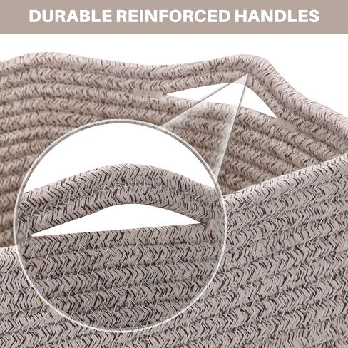 3 Pack Storage Basket for Organizing, Woven Baskets for Storage, Cotton Rope Basket for Towel, Large Blanket Basket for Living Room, Nursery, Baby Room, 15''×10''×9'' ( Brown & White) in Saudi Arabia