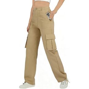 Women's Cargo Pants Elastic Waist Pants for Women Sweatpants Casual Wide Leg Hiking Baggy Pants with 6 Pockets in Saudi Arabia