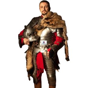 بحري مارت القرون الوسطى نصف الجسم البدلة من درع البولندية مجنح هوسار الفضة إنهاء درع اليدوية هالوين درع زي in Kuwait