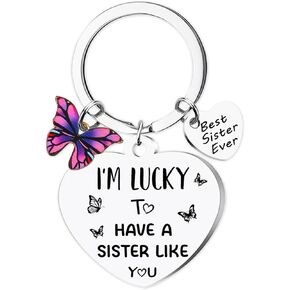 Sister Keychain Gifts for Women Girl - Sisters Birthday Gift, Ideas Keychains for Adults Teen with Butterfly in Saudi Arabia
