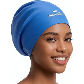 قبعة سباحة سيليكون كبيرة جدًا من Zoomsnail للشعر الطويل، سدادة مقاومة للماء ومضادة للتسرب للضفائر والمجدل والأنسجة والأفرو والتجعيد، قبعة سباحة للنساء والرجال، فكرة لحمام السباحة، الشاطئ، السباحة (أزرق، XL) in Kuwait