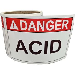 Acid Danger Warning Labels, OSHA Safety Labels, 3.5 x 5 Inch, 25 Labels Per Roll, Essential for Warehouse, Machine and Equipment Safety Signs for Workplace in Saudi Arabia