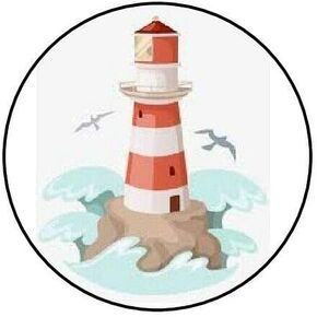 بدون علامة تجارية مجموعة مكونة من 48 ملصق أختام على شكل مغلف Lighthouse Ocean Beach مقاس 1.2 بوصة مستديرة in Kuwait