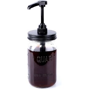 GMEPOCH 32 oz Mason Syrup Sauce Honey Dispenser Pump Bottle 1 Quart Wide Mouth Glass Coffee Syrup Condiment Ketchup Container Food Grade Airtight & Leak-Proof in Kuwait