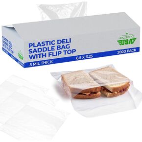 2000 حقيبة سرج مقاس 6.5 بوصة × 6.25 بوصة - أكياس سرج من البلاستيك الشفاف Deli Flip Top Sandwich Saddle - أجزاء مثالية من Deli Food Service غلاف بلاستيكي - تغليف المواد الغذائية التجارية أغلفة الساندويتشات لوازم المطاعم in Kuwait