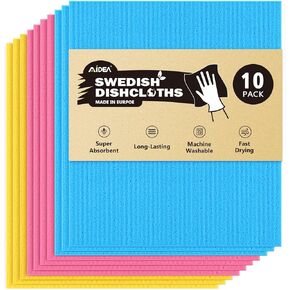 AIDEA Swedish Dishcloths for Kitchen-10PK, Absorbent Sponge Dish Cloth, Dishcloths for Washing Dishes, Reusable Paper Towels Dish Cloths, Swedish Towels for Home, Kitchen, Glass, 7" x 6" in Kuwait