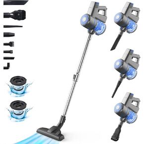 Intercleaner Corded Vacuum Cleaner, 17KPa Powerful Suction with 600W Motor, 10 in 1 Lightweight Bagless Stick Vac with Handheld, Ultra Quiet, for Hardwood Floor Marble Tile Car Pet Hair (Blue) in Kuwait