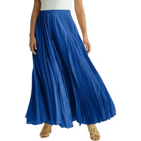Jessica London Women's Plus Size Elastic Waist Cotton Flowing Maxi Crinkled Skirt in Kuwait